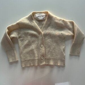 Aiayu Kids 100% Sartuul Sheep Wool Cream V Neck Cardigan
